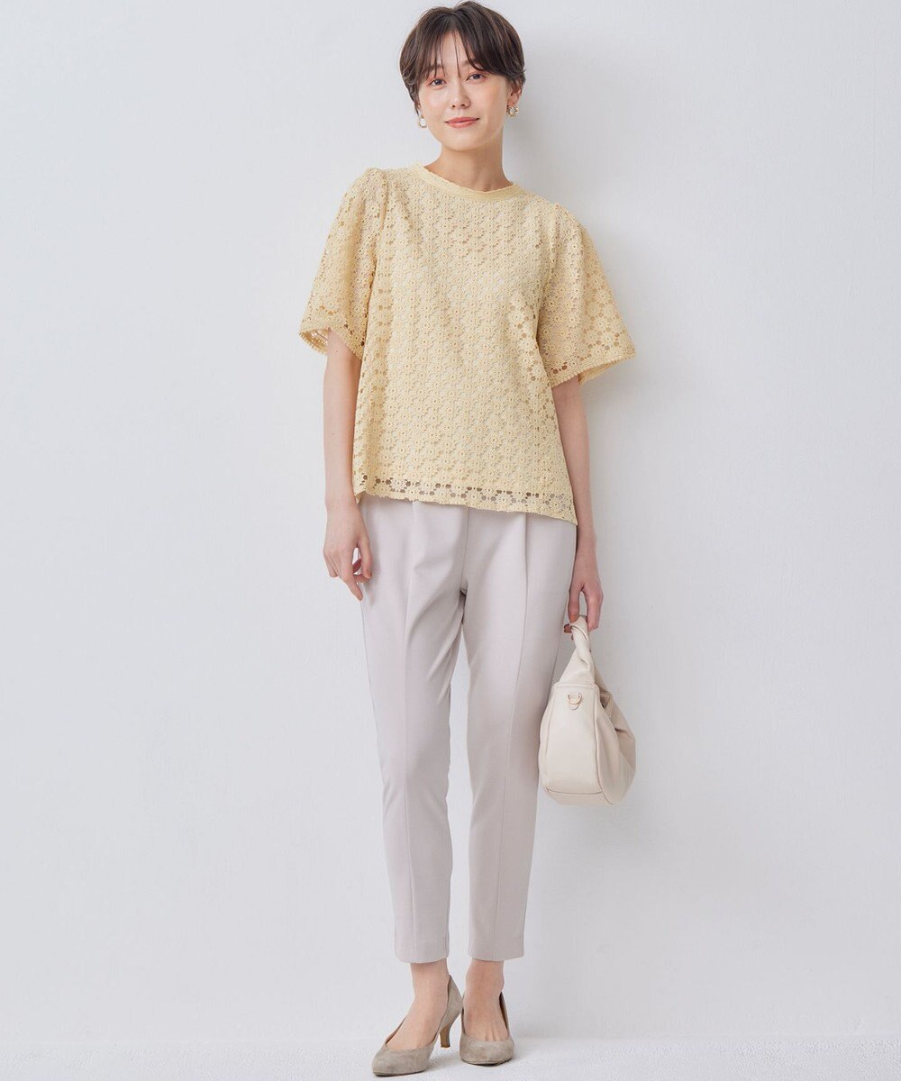 組曲 L フラワーレース半袖ブラウス 