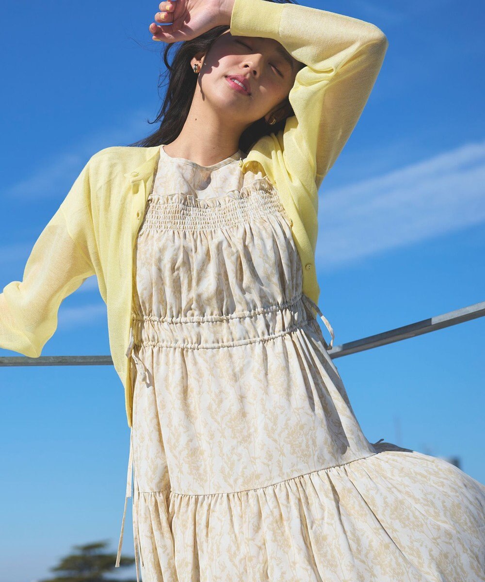 Feroux 【洗える】フラワープリントドロスト ワンピース 