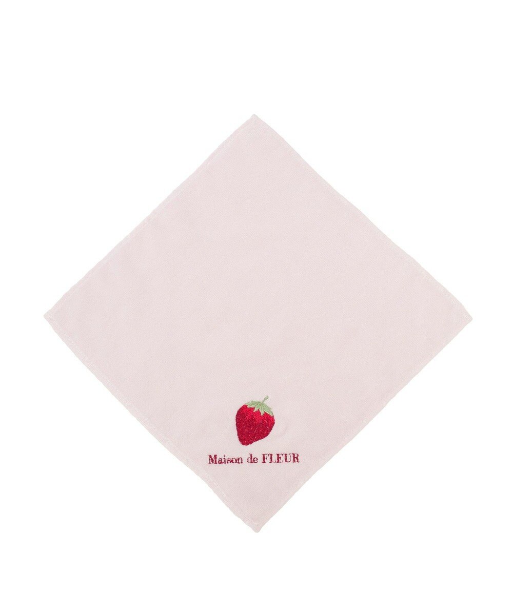Maison de FLEUR いちご刺繍タオルハンカチ 