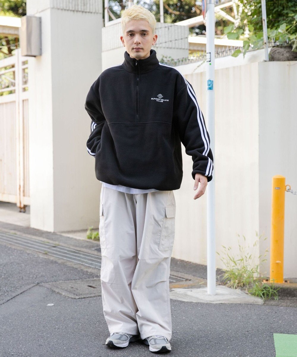 WEGO フリース ワンポイントハーフZIPプルオーバー 