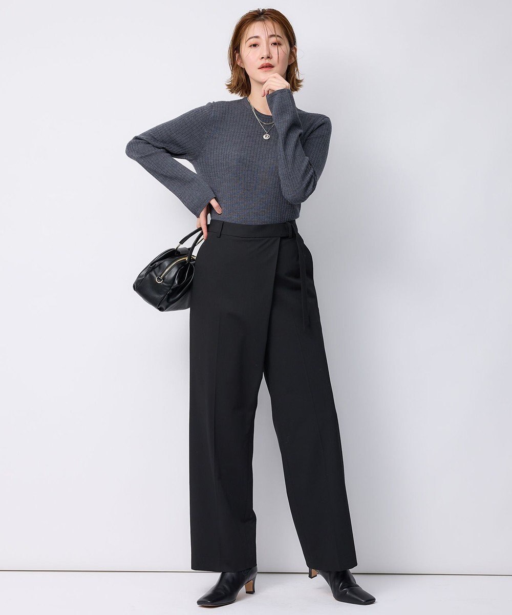 23区 【洗える】ポリエステルレーヨン ラップディテール パンツ 