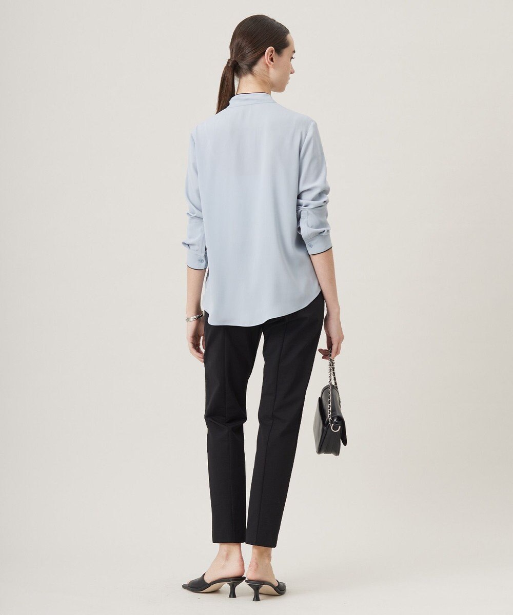 ICB L 【UVケア・速乾・接触冷感・洗える】BackSatinAmunzen 配色ボウタイブラウス 