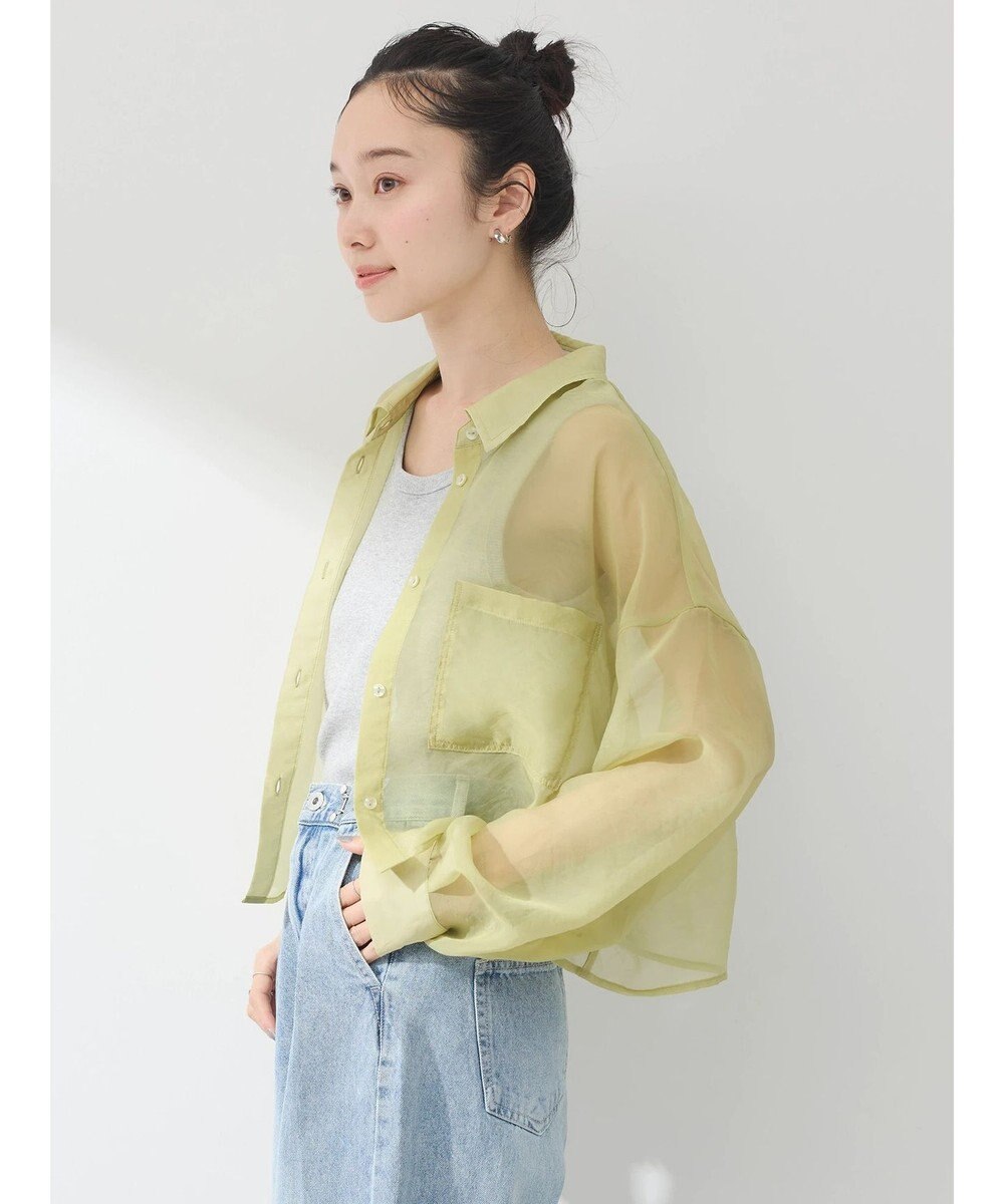 earth music&ecology ソデスリットクロップドシャツ 