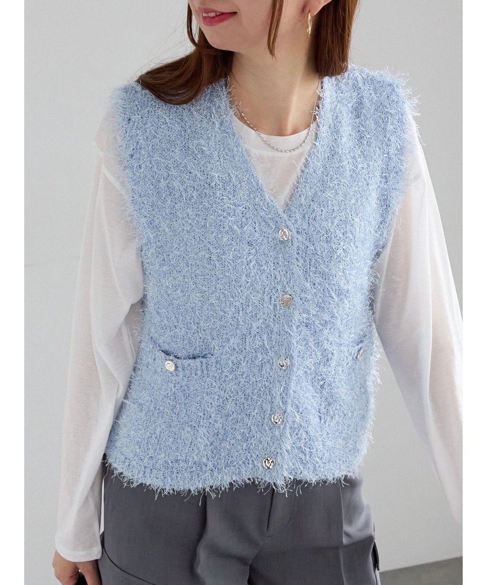 Te chichi 金釦ポケットシャギーニットベスト 