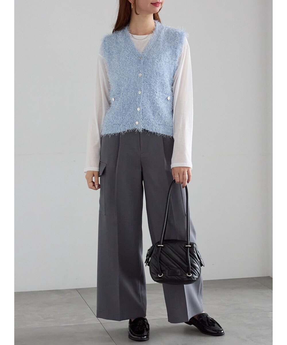 Te chichi 金釦ポケットシャギーニットベスト 