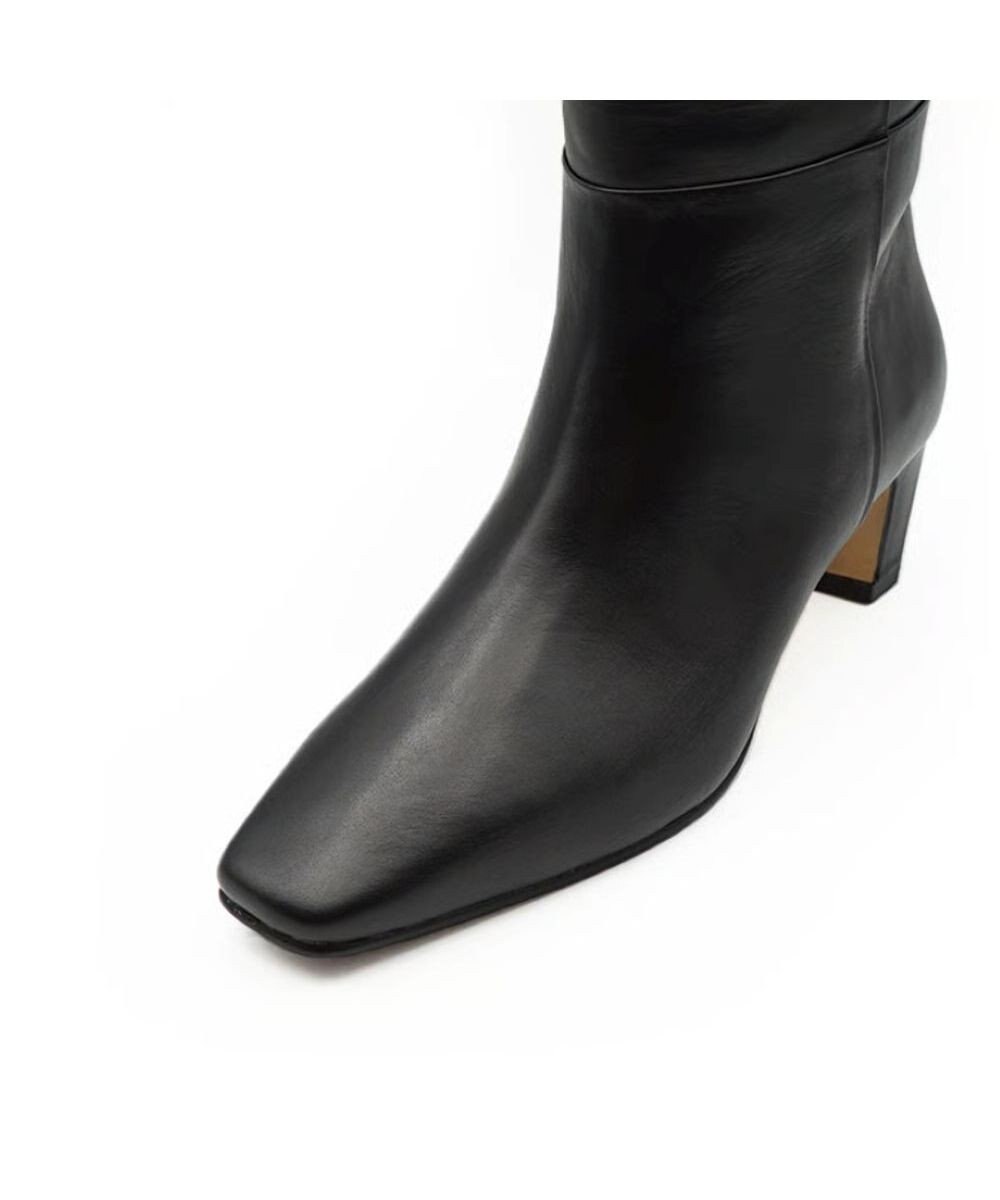 APOM イタリアンカーフ スクエアトゥワイドシャフトロングブーツ45 