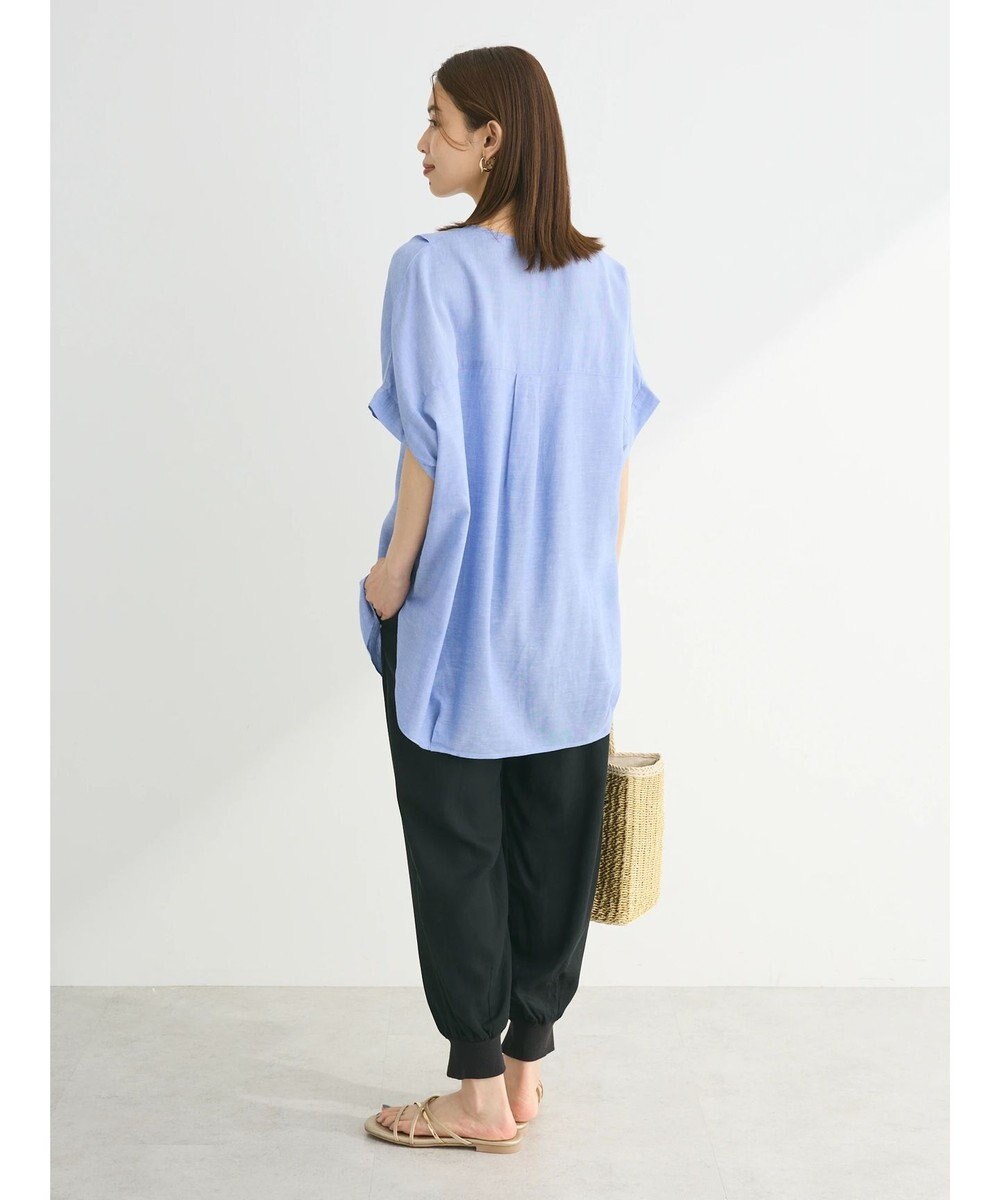 Green Parks リネンレーヨン前立てブラウス 