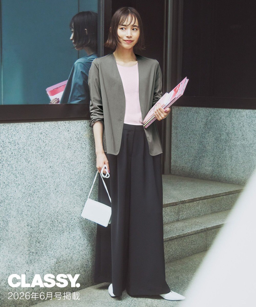ICB L 【CLASSY.掲載】ドレープツイル ボリュームワイドパンツ 