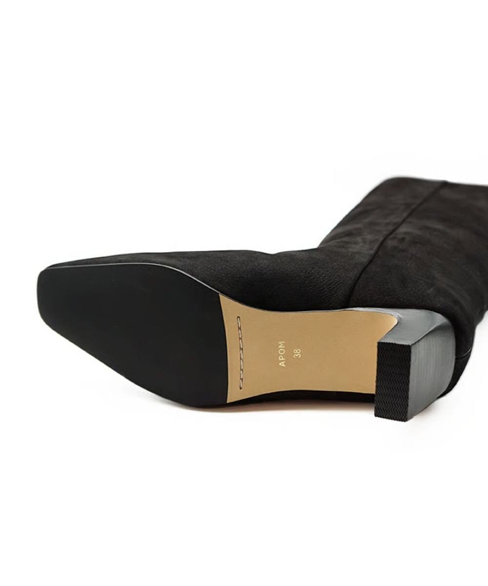 APOM イタリアンカーフ スクエアトゥワイドシャフトロングブーツ45 