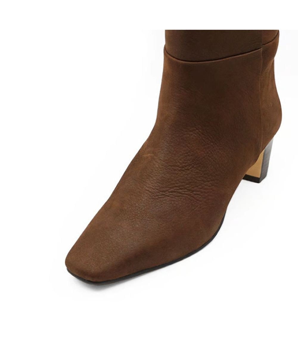 APOM イタリアンカーフ スクエアトゥワイドシャフトロングブーツ45 