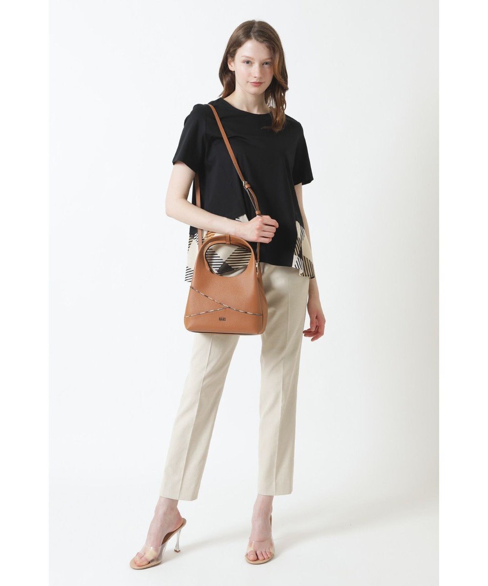 DAKS レザー×チェック柄 2WAYハンドバッグ 