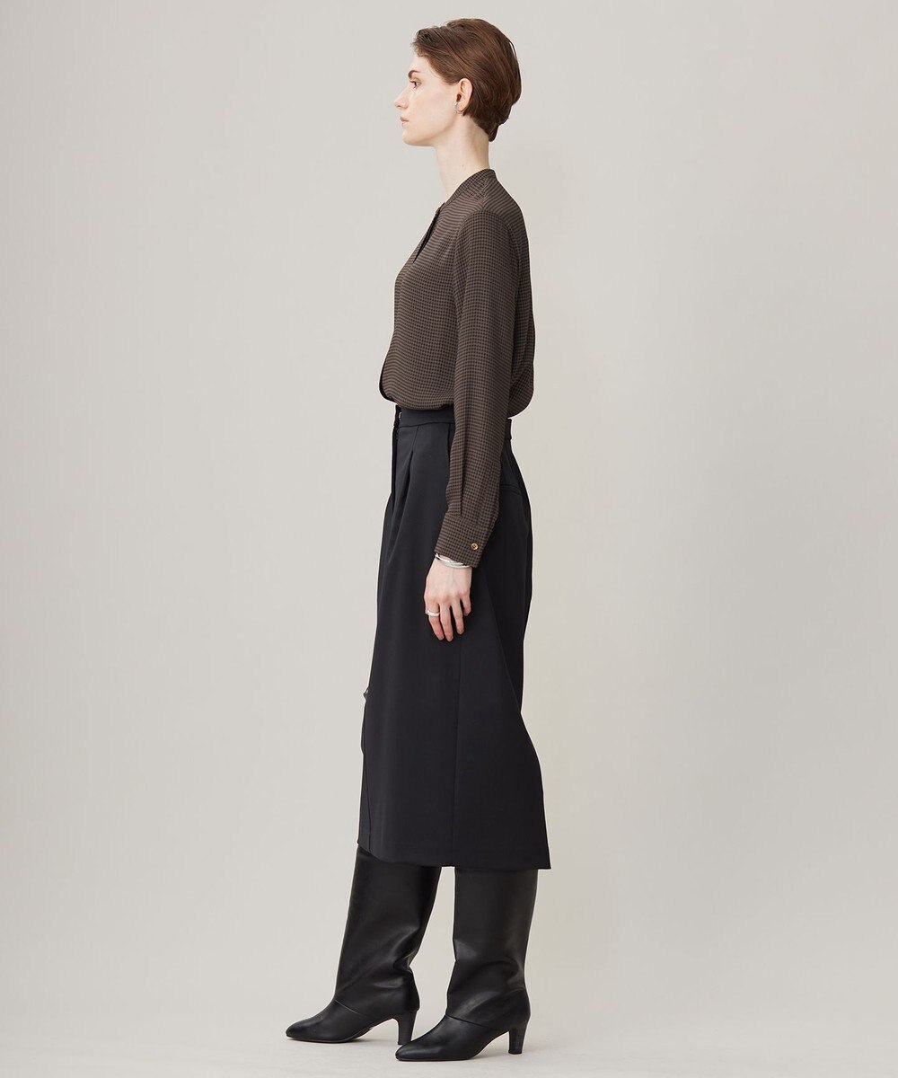 ICB L 【接触冷感・UVケア・速乾・洗える】BackSatinAmunzen バンドカラーブラウス 