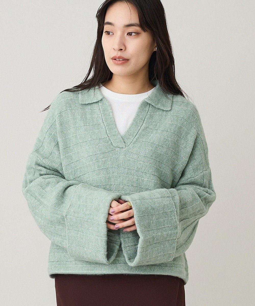 CRAFT STANDARD BOUTIQUE ロールアップ袖ショート丈ニットプルオーバー 