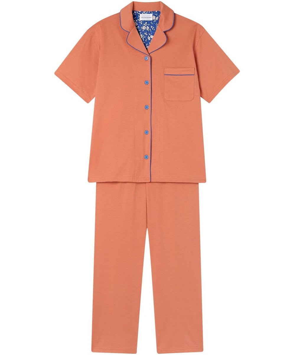 une nana cool 【綿100%】60/2 やわらか天竺 半袖開襟パジャマ MADE WITH LIBERTY FABRIC 