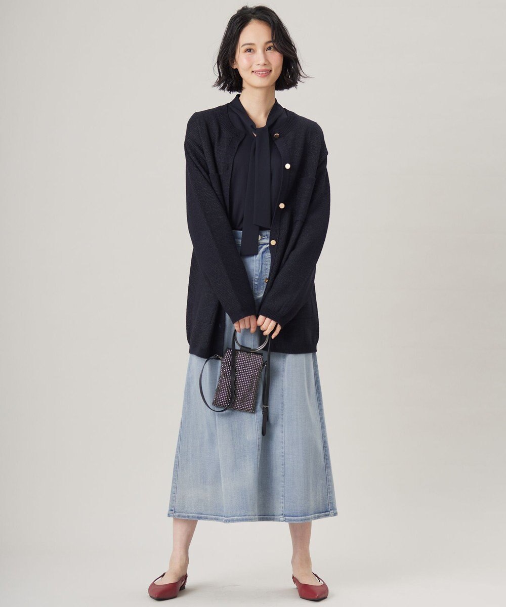 自由区 【洗える】シャイニーツイードニット アウター 