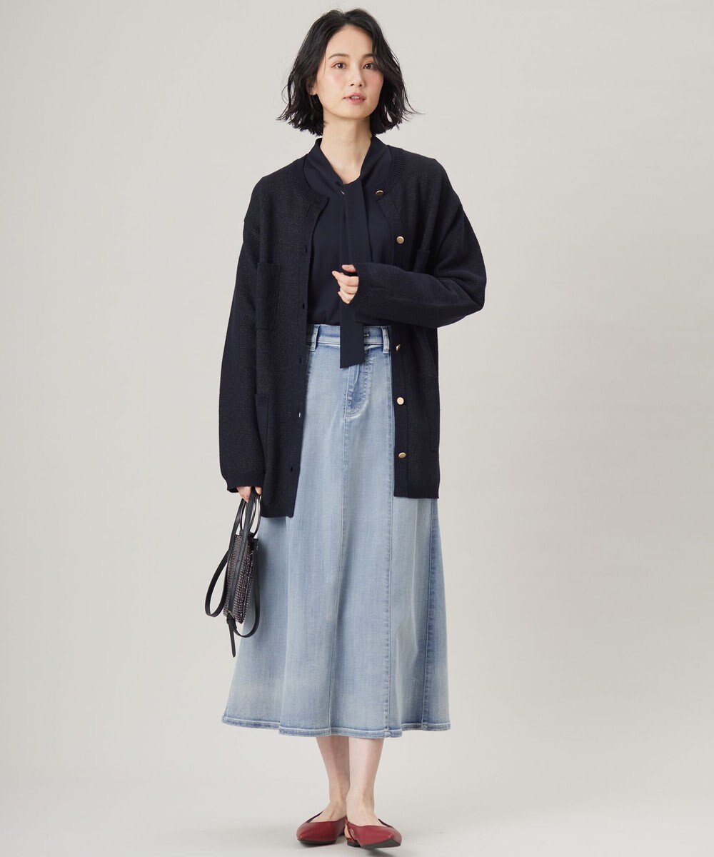 自由区 【洗える】シャイニーツイードニット アウター 