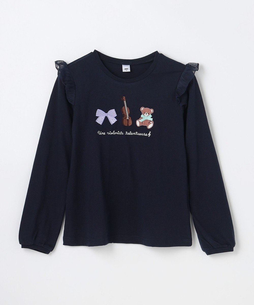 ANY KIDS おけいこモチーフ刺繍入り 長袖Tシャツ 