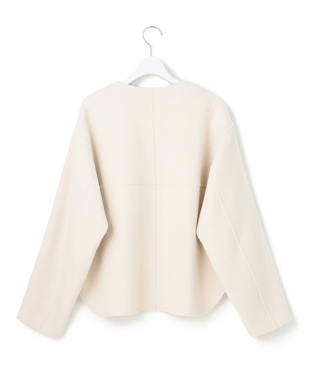 23区 L ウールライトリバー ノーカラー ショートコート 