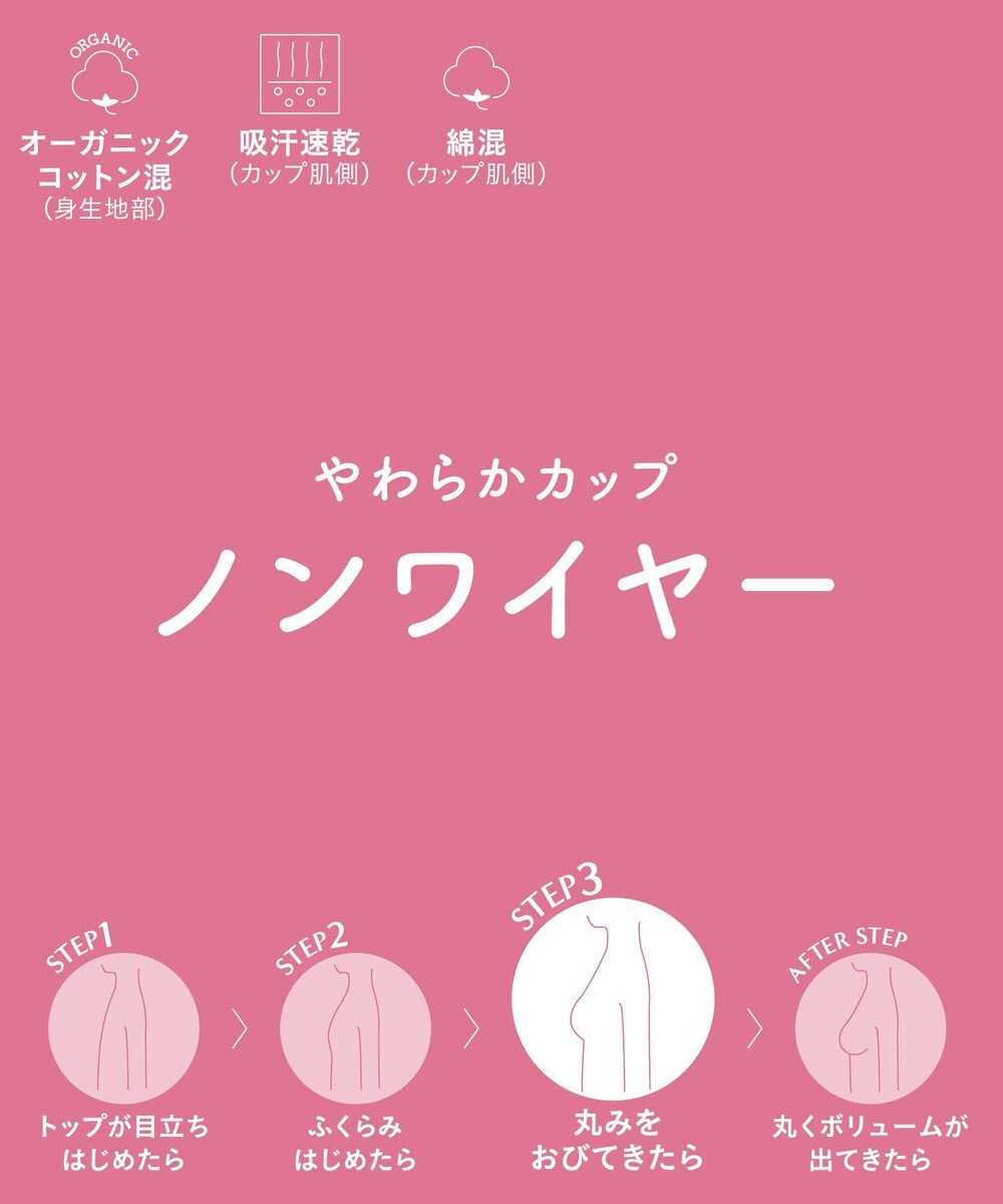 Wing ジュニア ノンワイヤーブラ Wing Teen やさしくサポート オーガニックコットン混(身生地部) 【STEP3 まるみをおびてきた胸に】 RB2015 ウイング／ワコール 