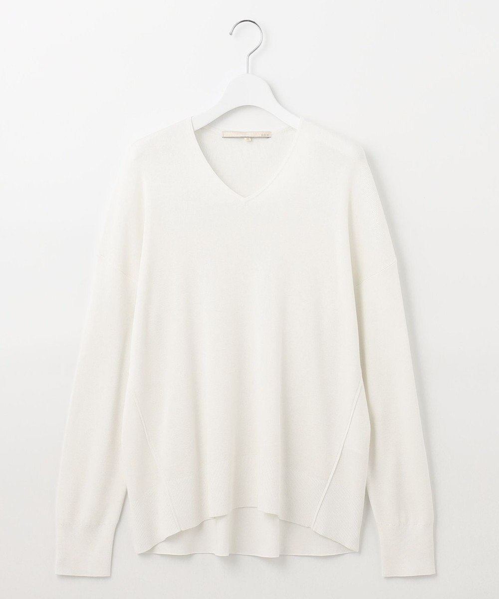 自由区 【XSサイズ～/洗える/セット着用可】ドライコットンハイゲージVネック ニット 