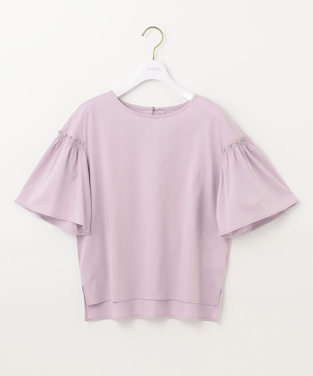 ANY SIS シルケットストライプ フレアスリーブ カットソー 