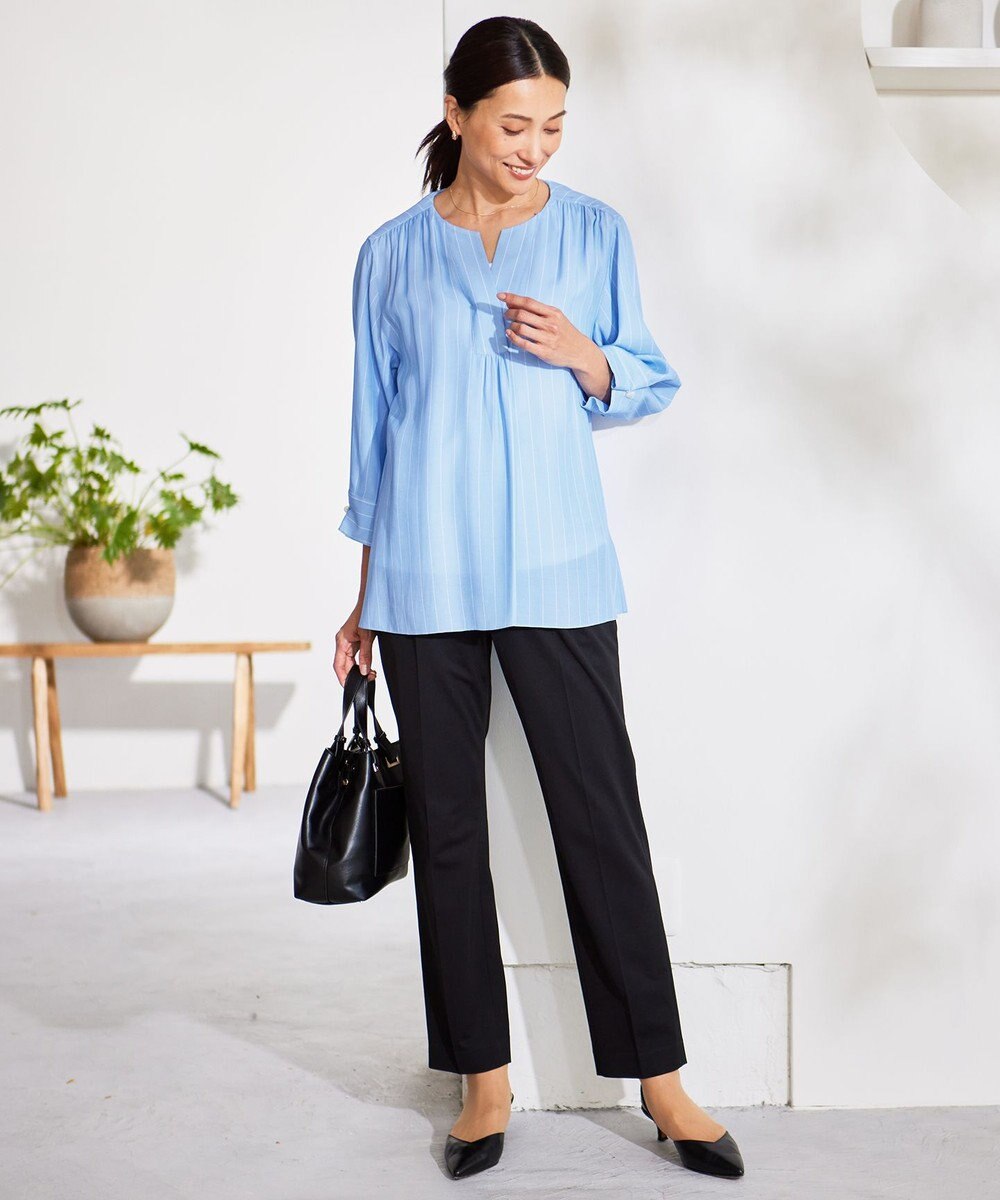 自由区 ライトフィールジャージータックテーパード パンツ 