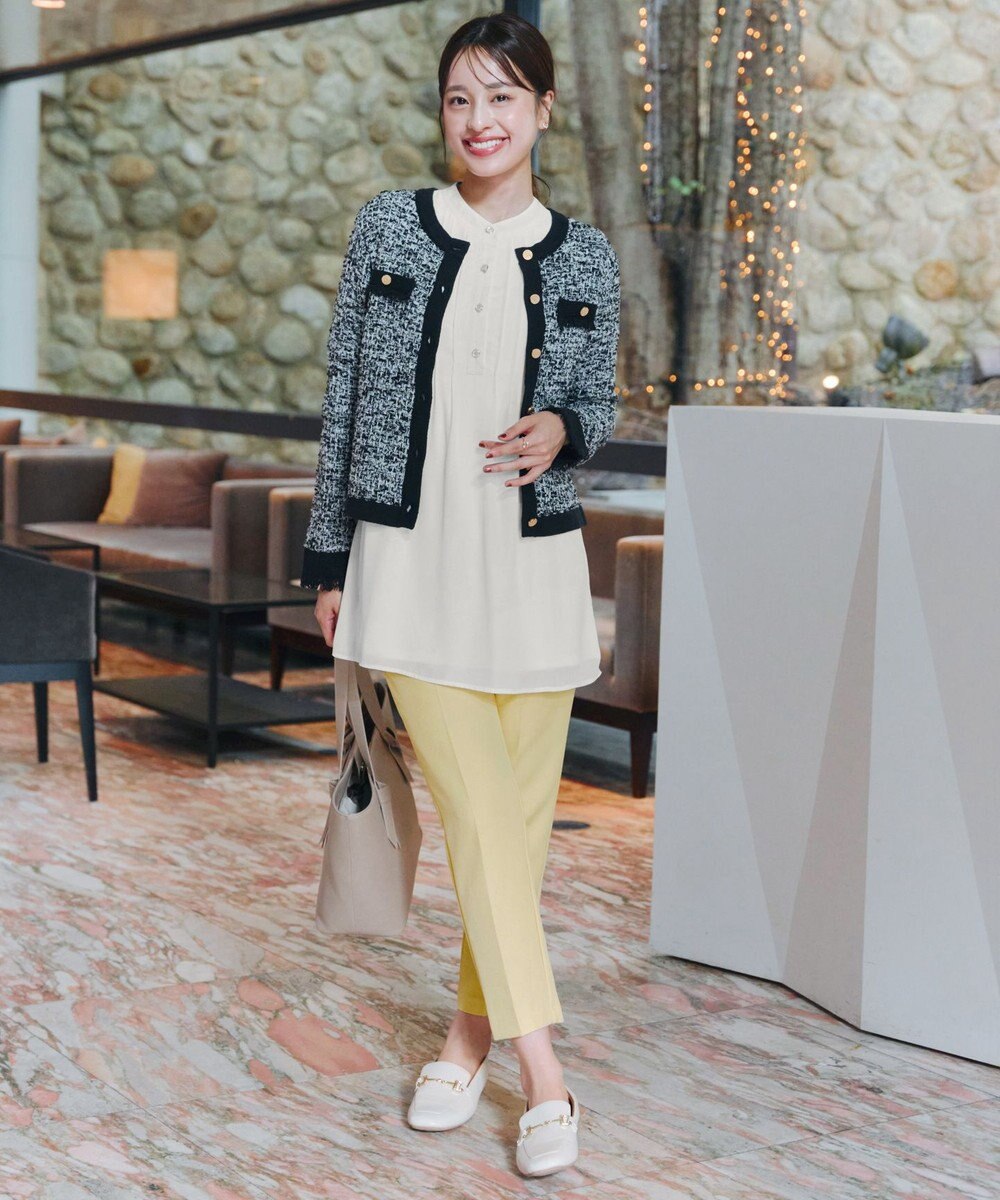 Tiaclasse 【洗える】ツイードニットカーディガン 