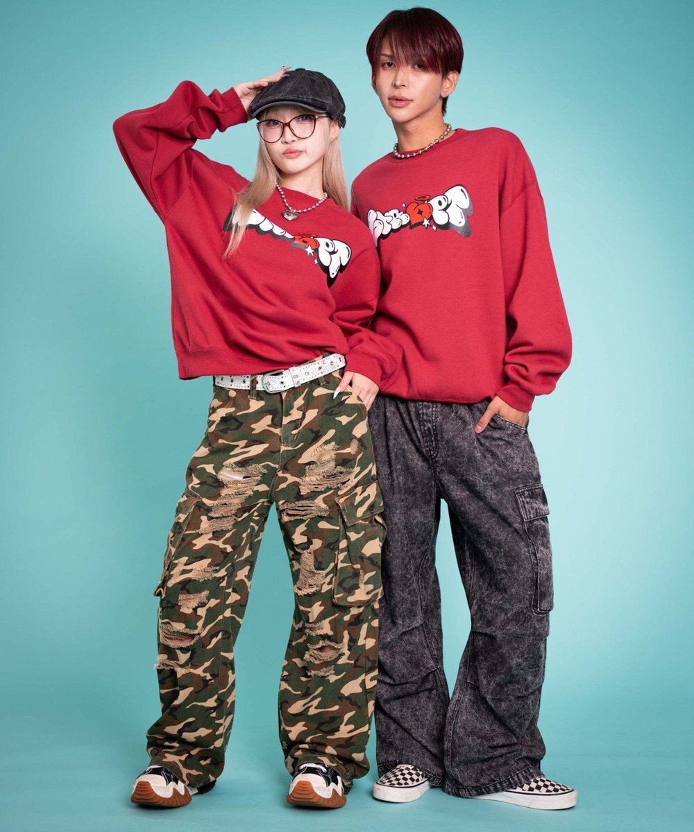 WEGO 【ユニセックス着用ITEM/MLサイズ展開】ハートモチーフプルオーバー 