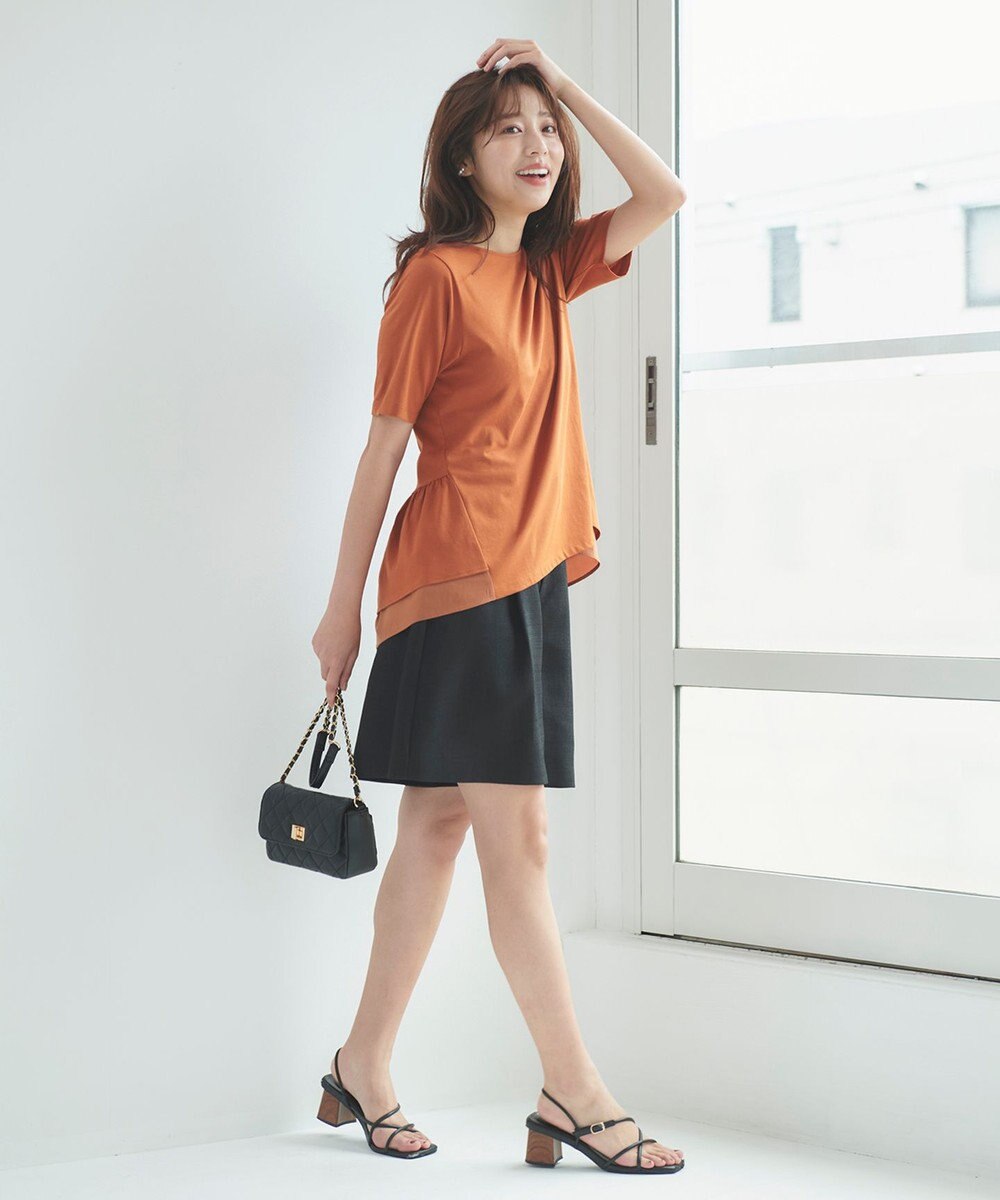 Feroux 【UVケア】バックペプラムチュニック Tシャツ 