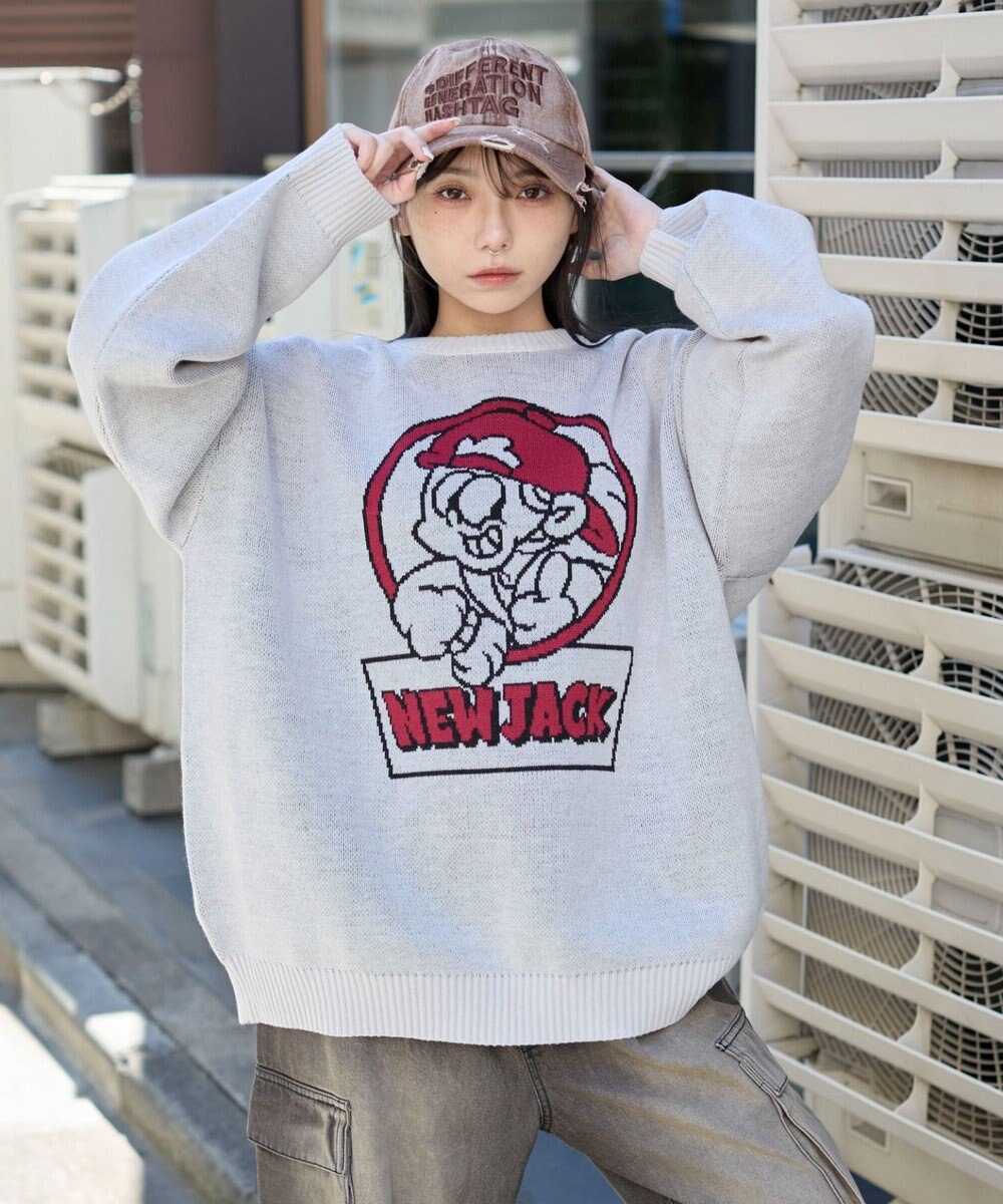 WEGO 【ユニセックス着用ITEM/MLサイズ展開】別注NEW　JACKジャガードニットプルオーバー 