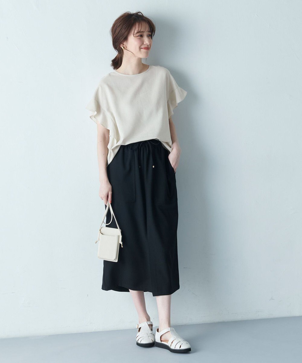 ANY L 【洗濯機可能】ライトリネンクロス　フレアスリーブ 