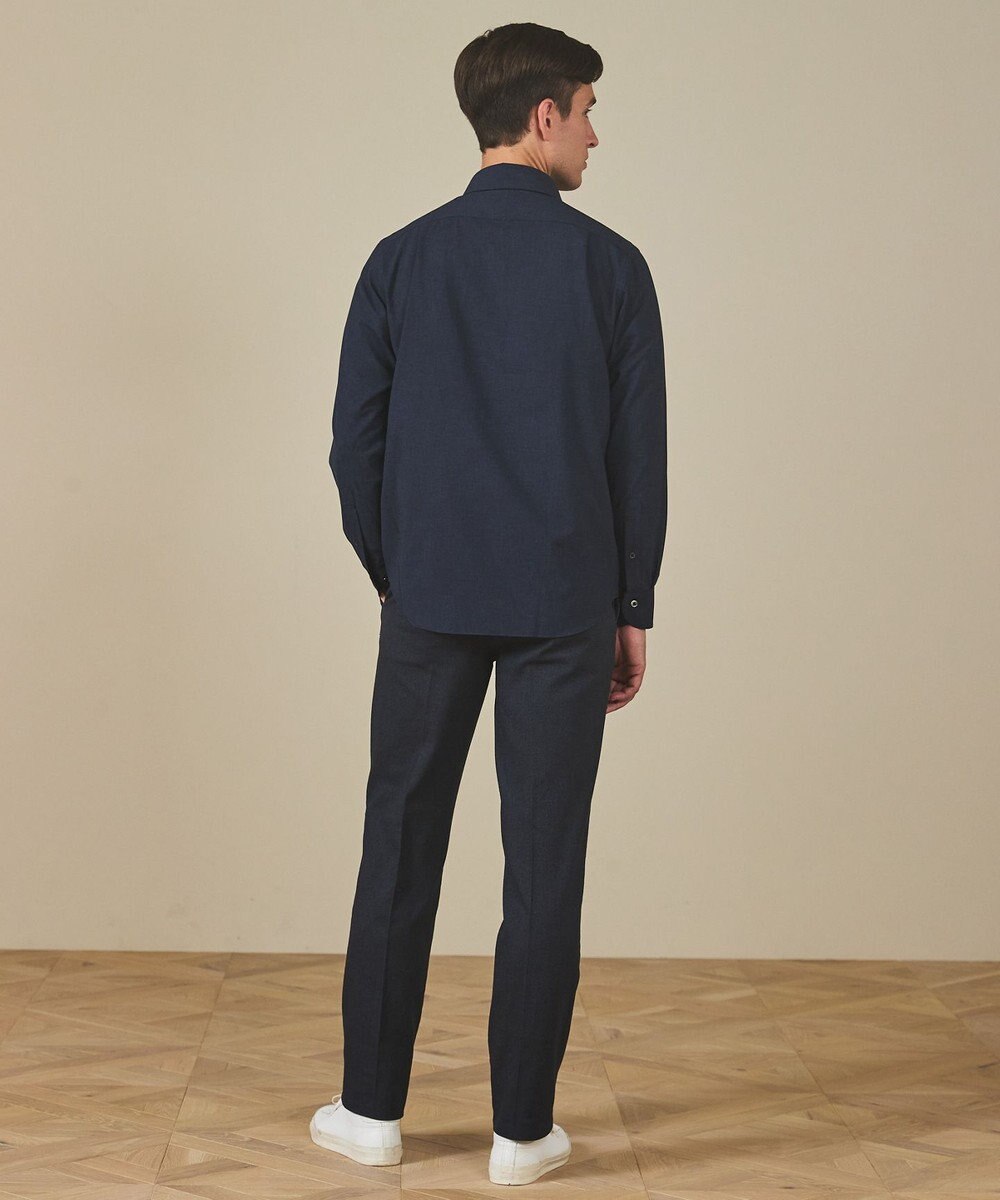 GOTAIRIKU 【シワになりにくい/ストレッチ/洗える】ウールライク シャツ_カッタウェイカラー 