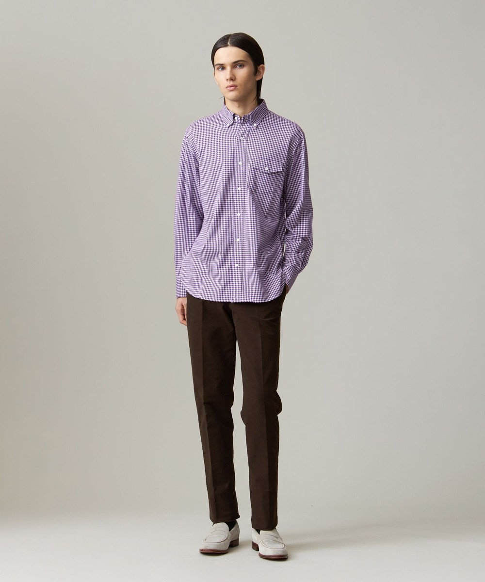 J.PRESS MEN 【KING SIZE】ギンガムチェック コットンネルジャージシャツ 