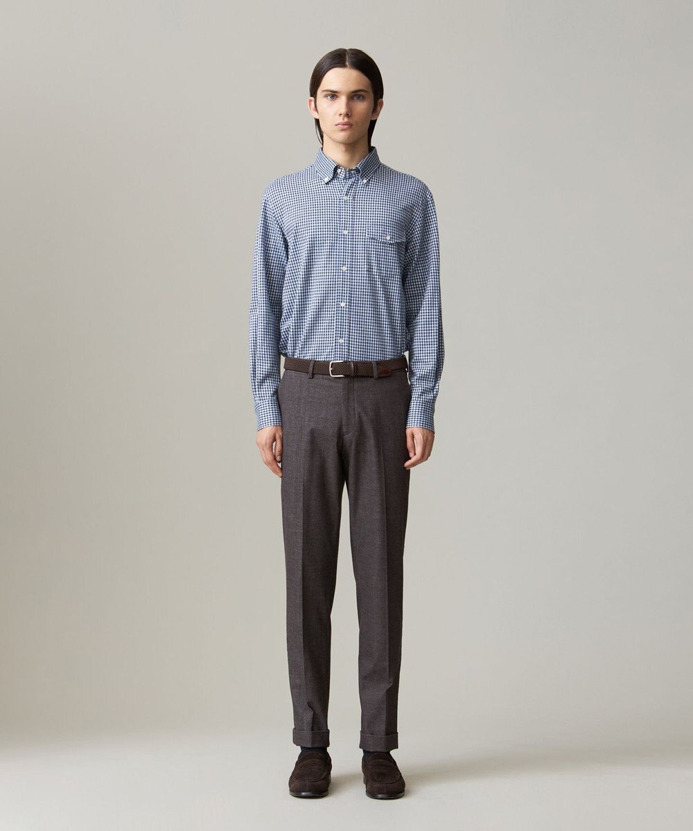 J.PRESS MEN 【KING SIZE】ギンガムチェック コットンネルジャージシャツ 