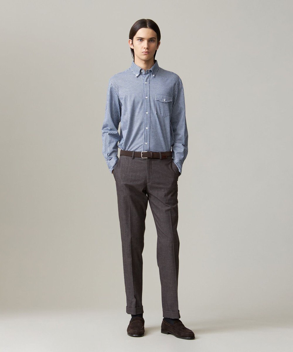 J.PRESS MEN 【KING SIZE】ギンガムチェック コットンネルジャージシャツ 