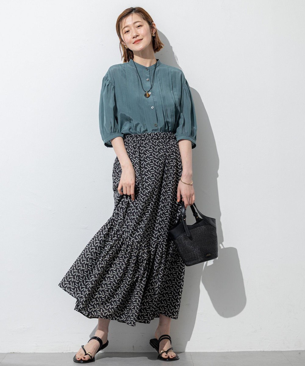 23区 【洗える】エスパドリーユプリント ティアード スカート 