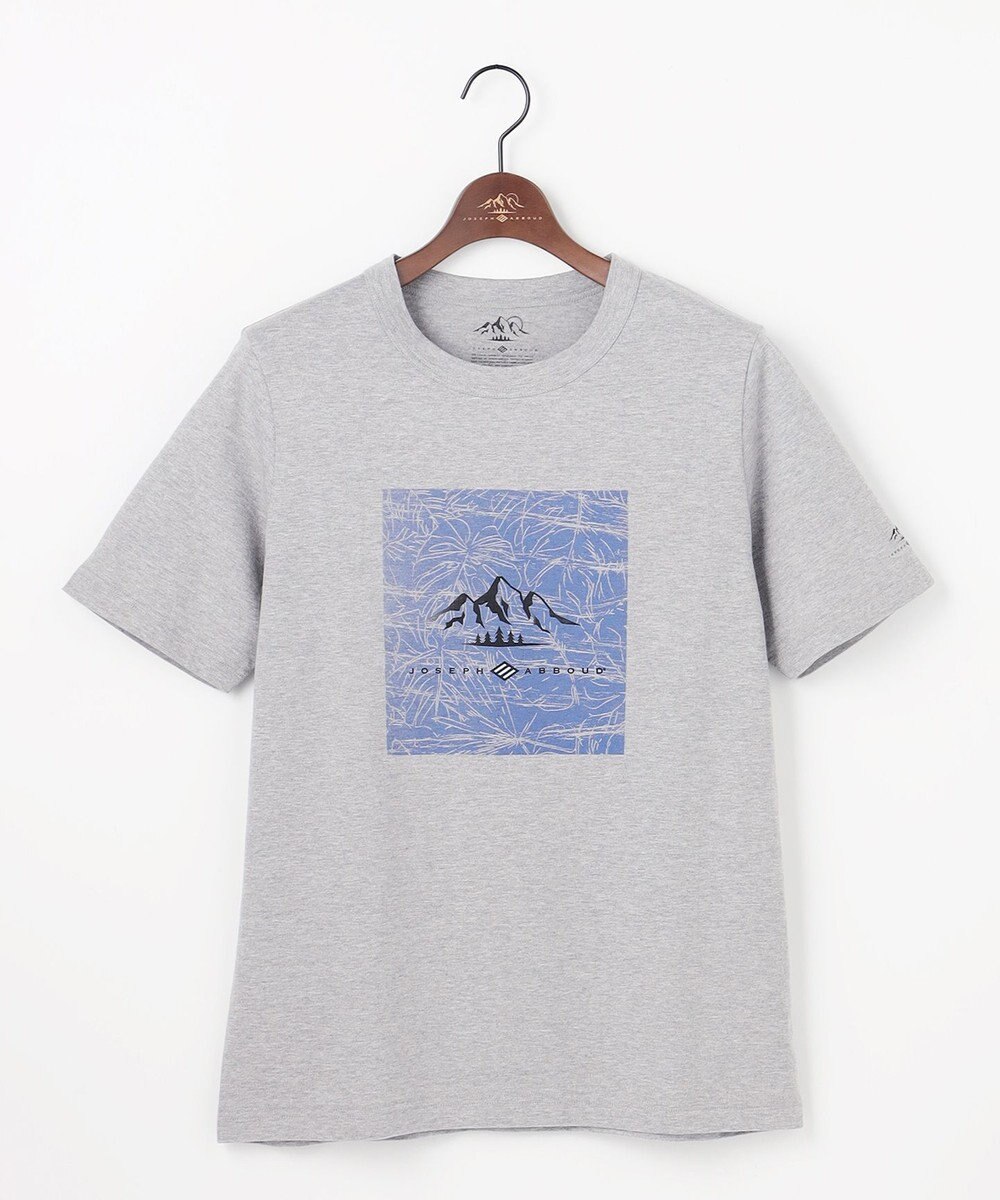JOSEPH ABBOUD MOUNTAIN 【ゆったり】プレーティング天竺 リーフプリントアウトドア Tシャツ 