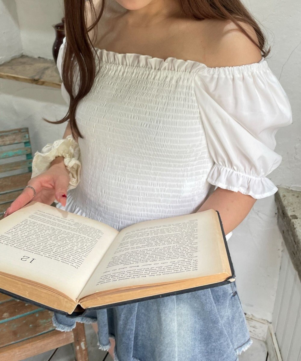 WEGO レースアップシャーリングブラウス 