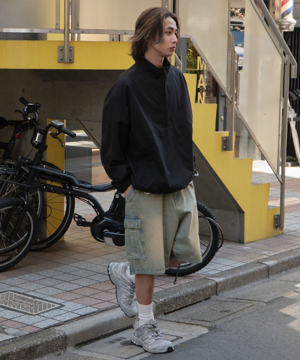 WEGO 【SMLサイズ展開】イージーバギーデニムカーゴショーツ 