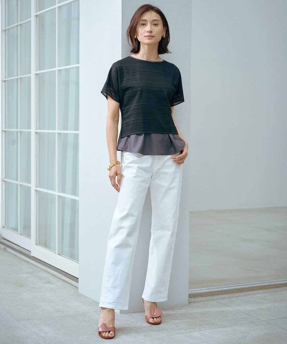 J.PRESS LADIES L 【WEB限定カラーあり・洗える】レースドッキング カットソー 