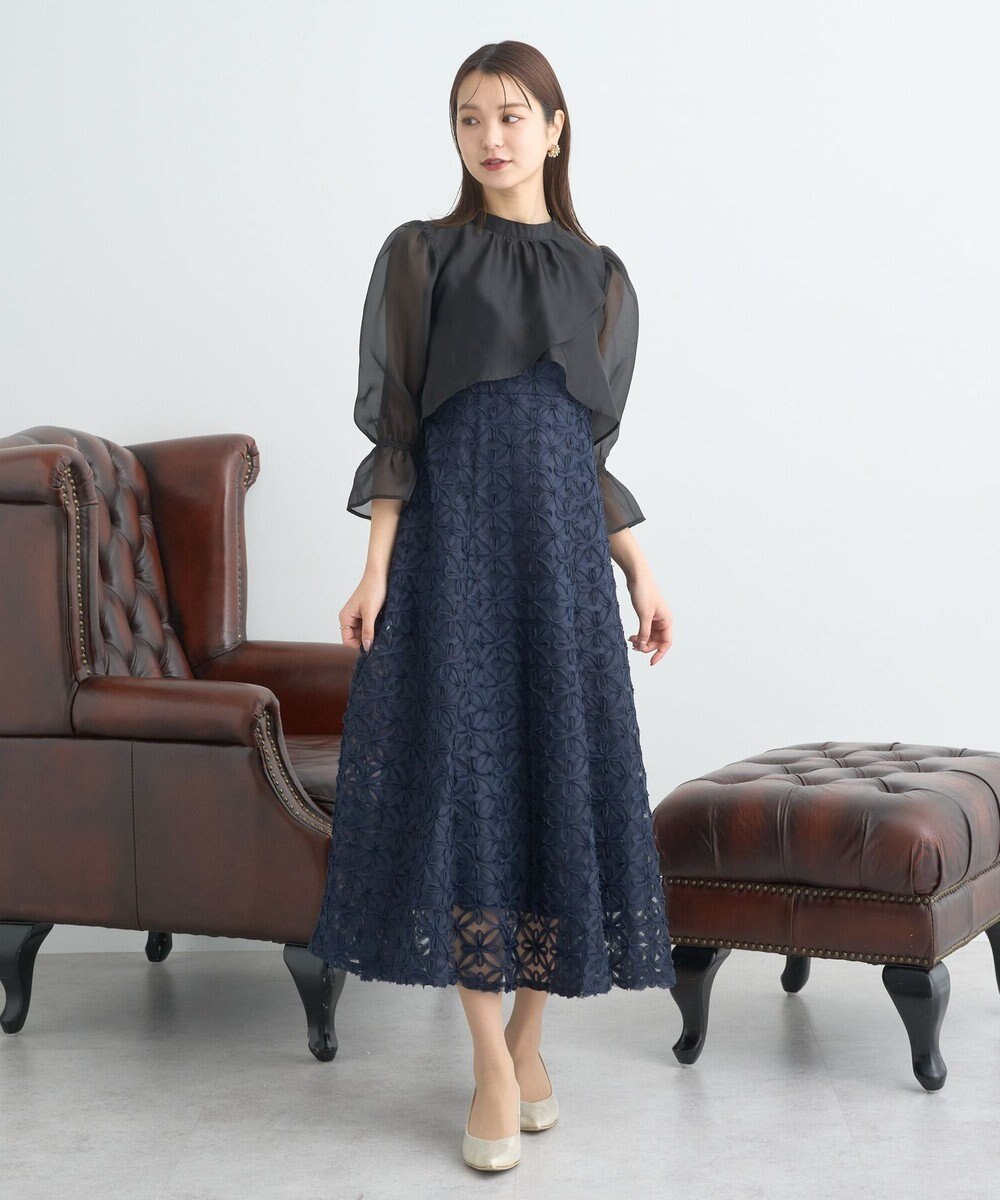 earth music&ecology SET2点シアーブラウス＋3Dレースワンピース 