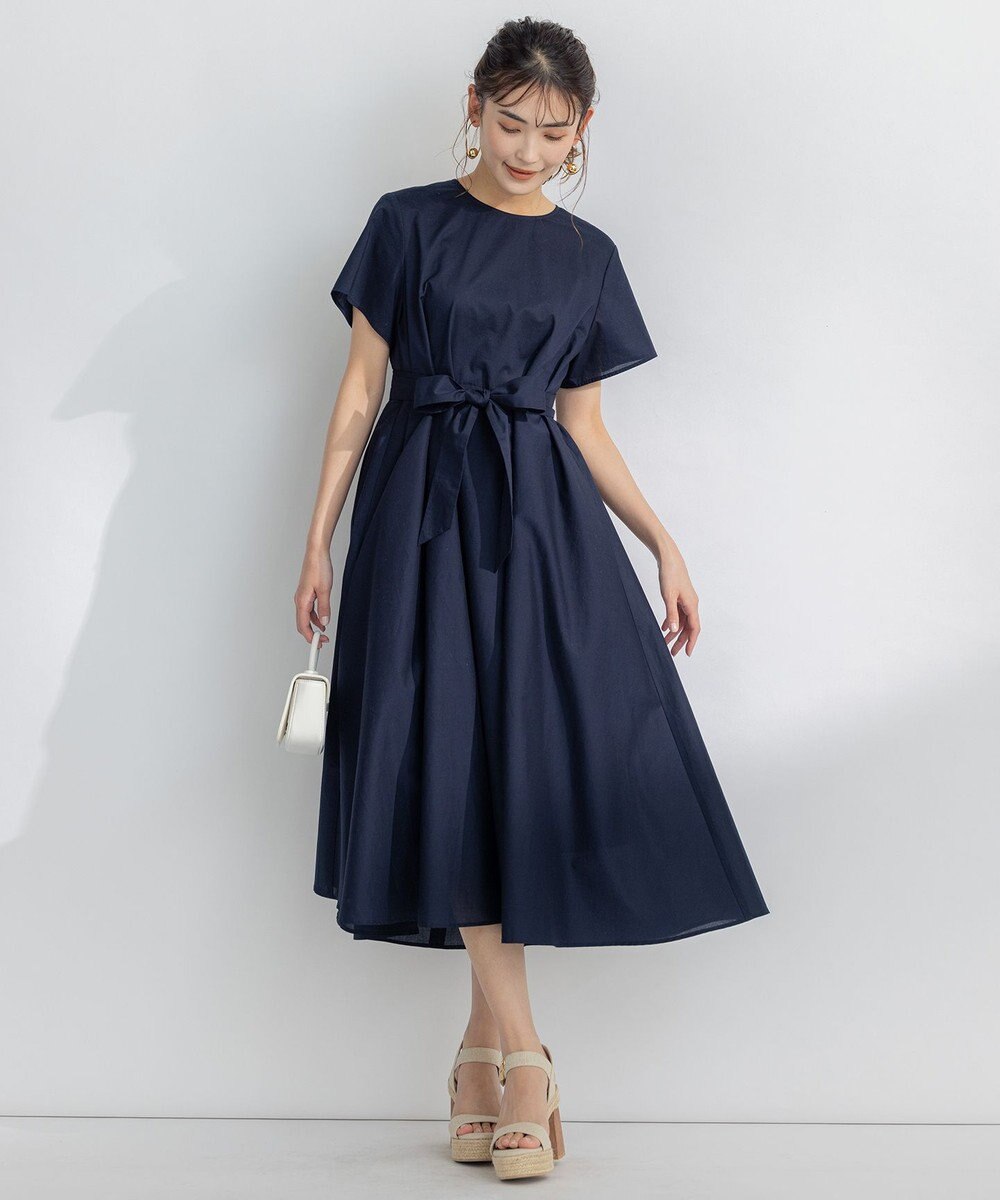 組曲 【洗える・共布ベルト付き】ナチュラル サマードレス 