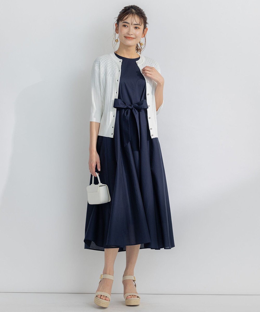 組曲 【洗える・共布ベルト付き】ナチュラル サマードレス 