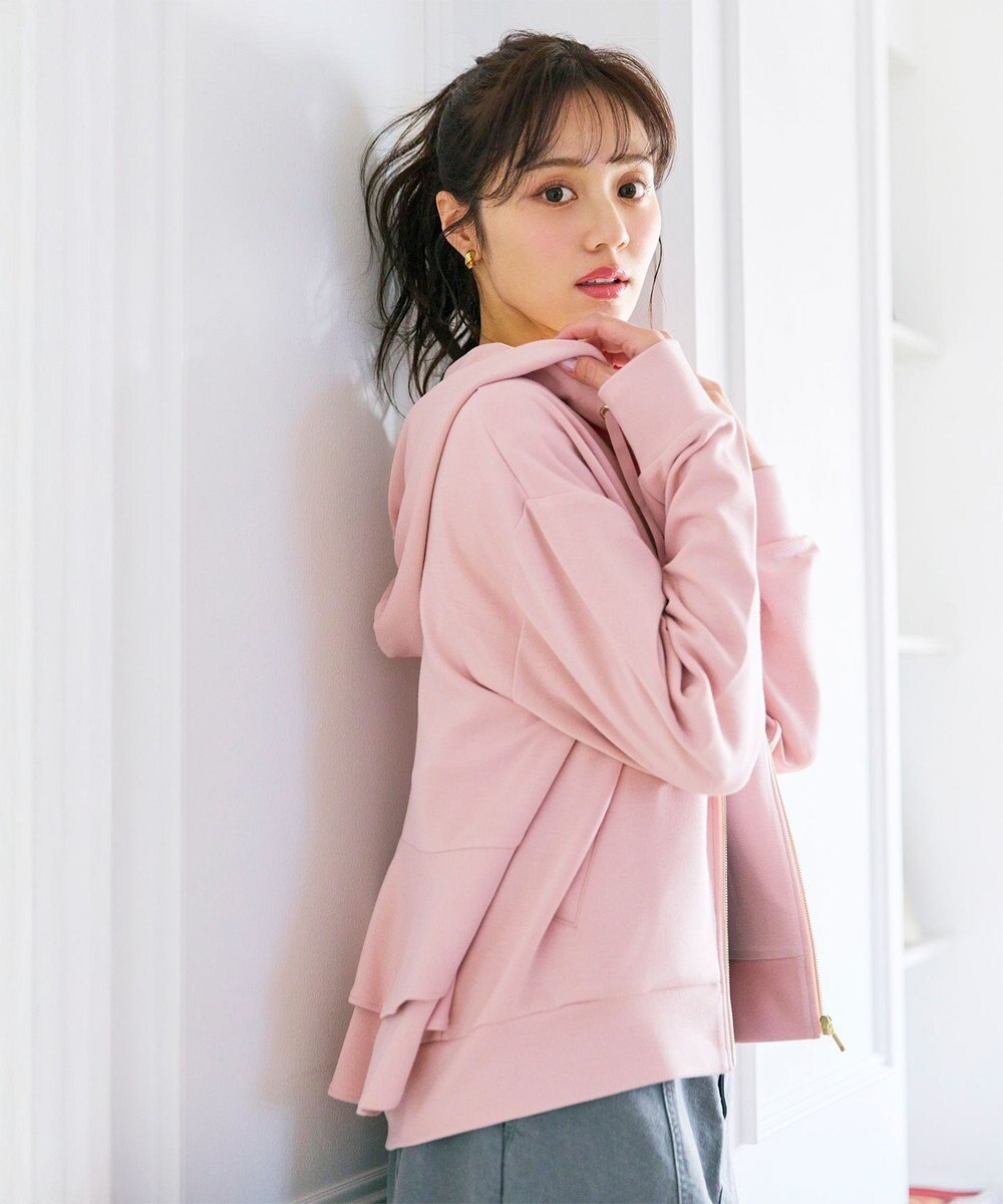 Feroux 【洗える・新色追加】バックフリル ダンボールパーカー 