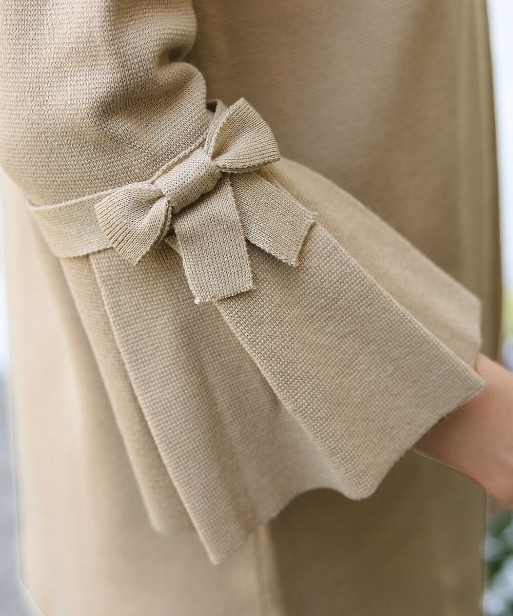 Tiaclasse L 【洗える】ミラノリブ編みのフレア袖ニットチュニック 