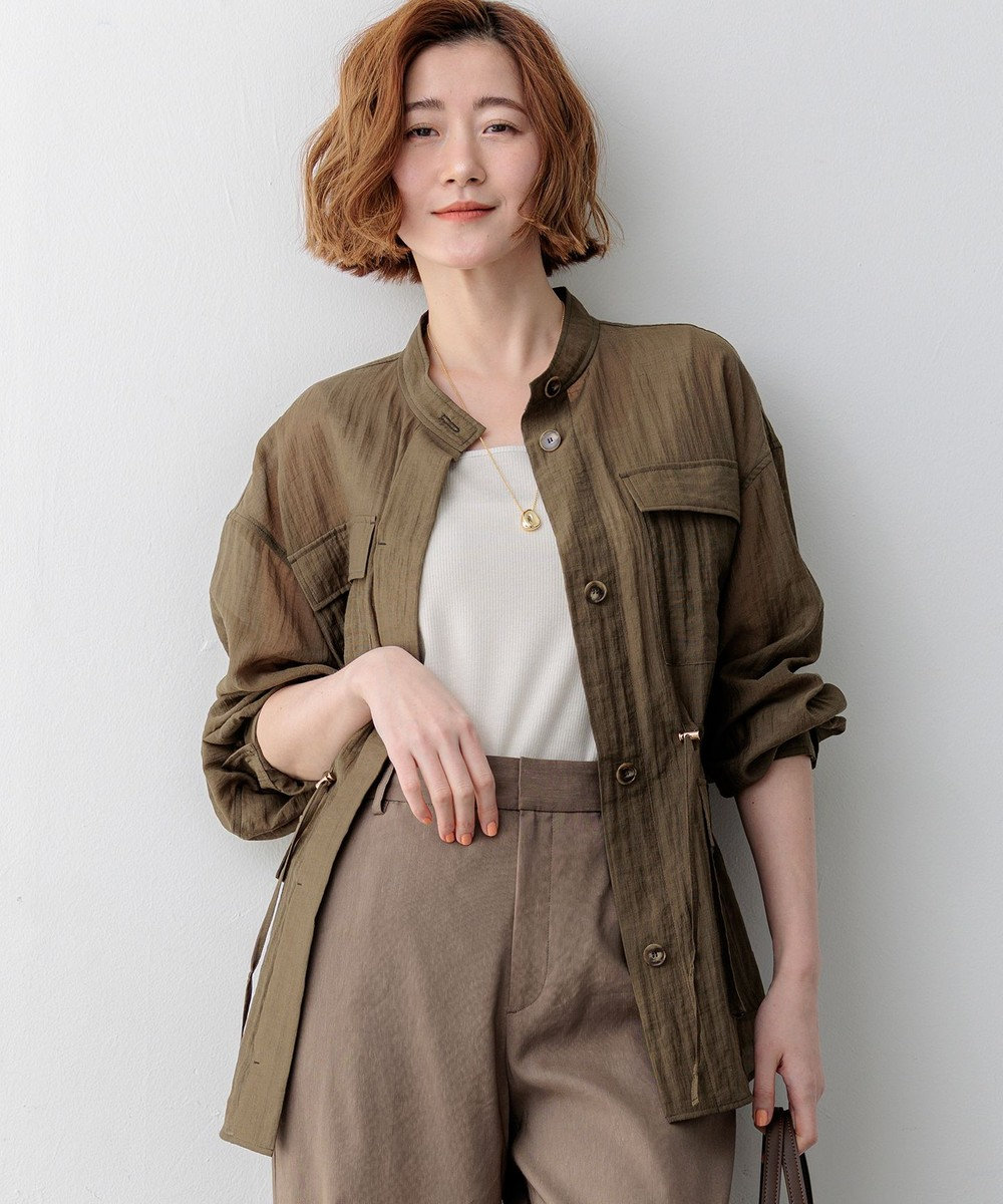 23区 【先行予約】リネンミックスシアースラブ ミリタリージャケット 