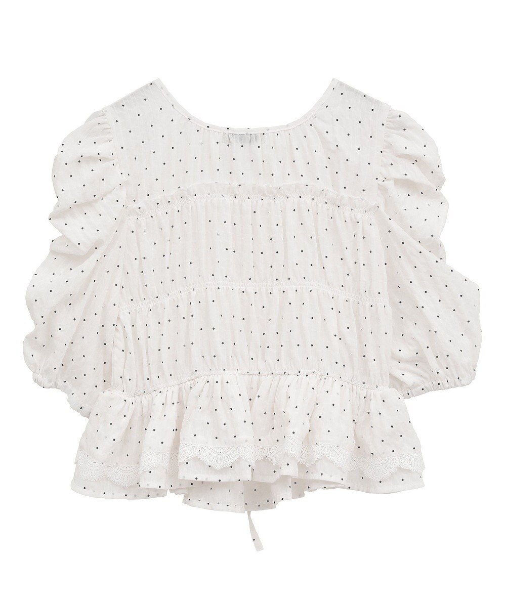 earth music&ecology レースティアードシャーリングブラウス 