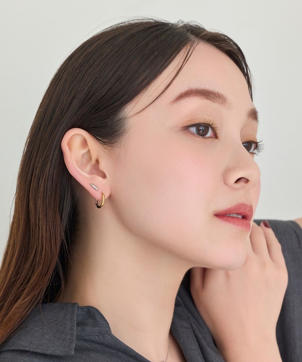 Phoebe 【金属アレルギー対応】メタルオーバルグレースピアス　シルバー/サージカルステンレス 