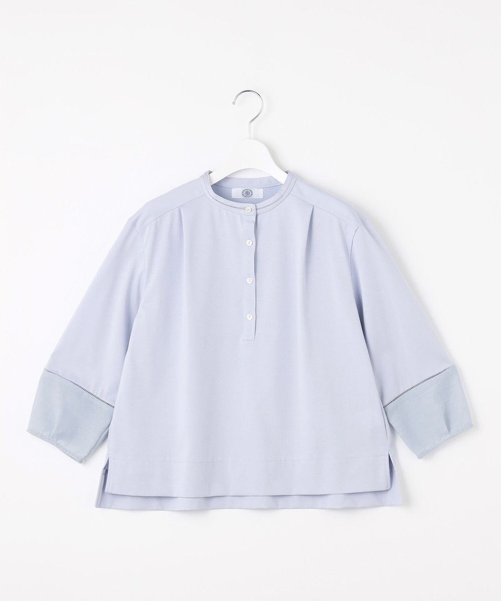 J.PRESS LADIES 【洗える】プレーティングジャージー バンドカラー カットソー 