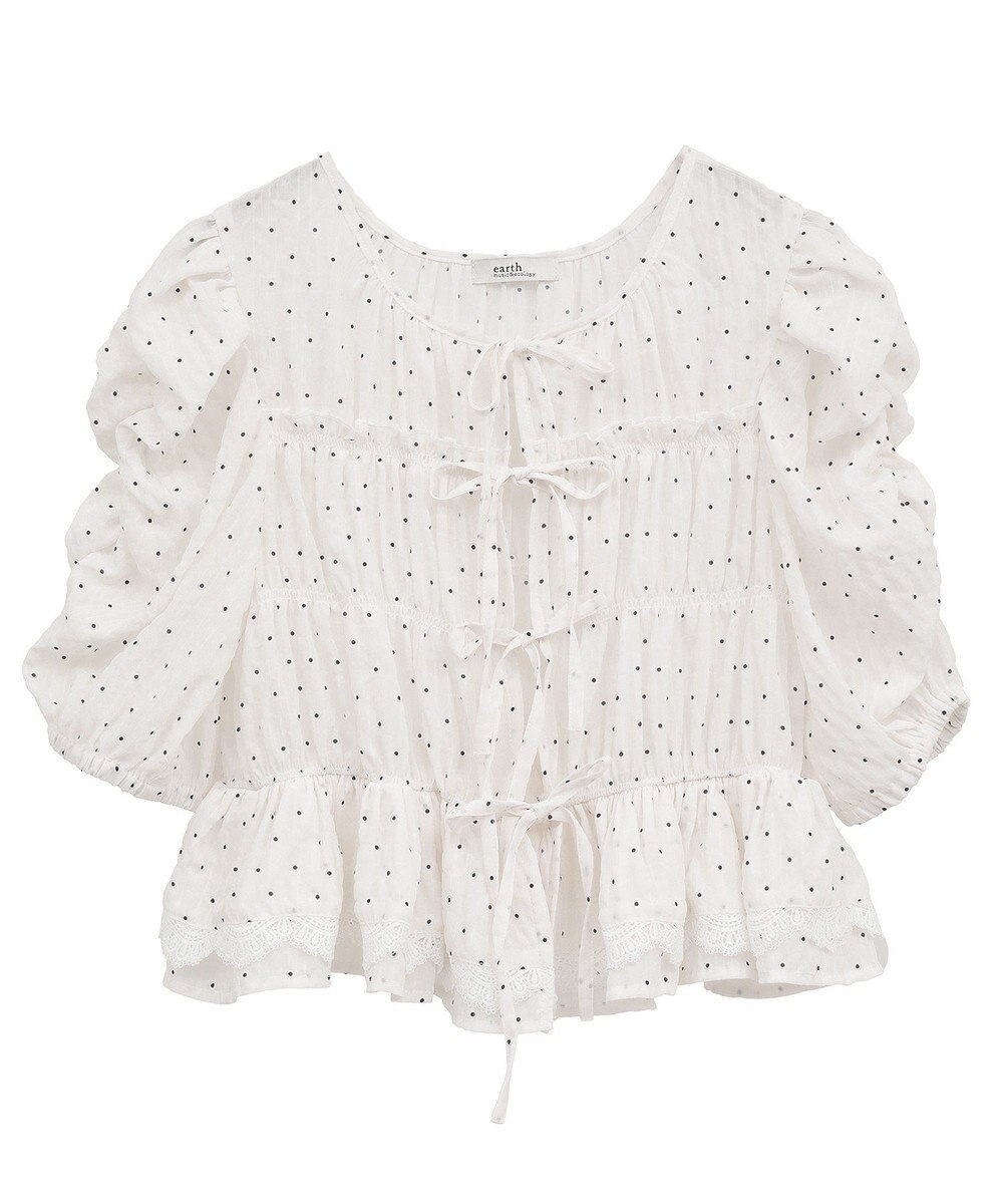 earth music&ecology レースティアードシャーリングブラウス 